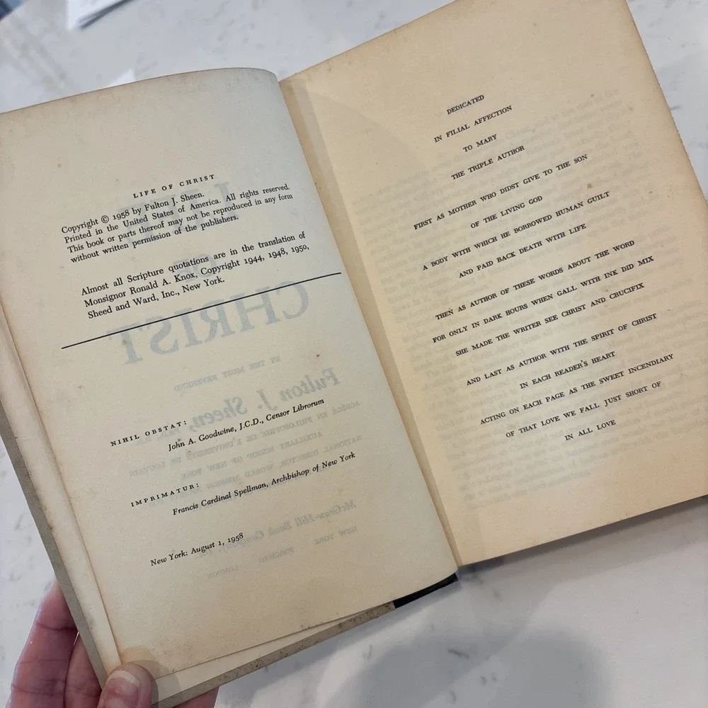 Life of Christ Fulton J. Sheen Hardcover 1958 No Sleeve
